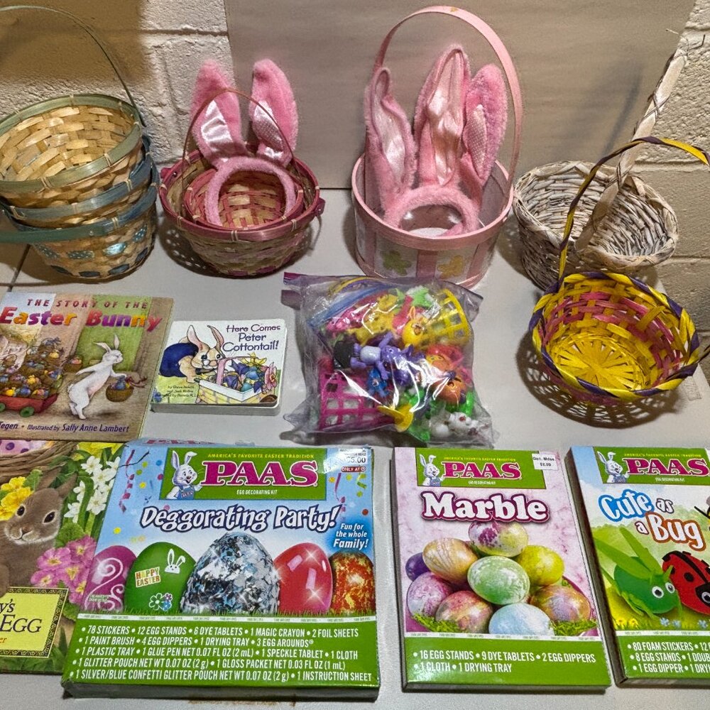 EASTER Egg Hunt in a Box!!  Bunny Ears, Baskets, Books, Toys, Dying Kits & More!